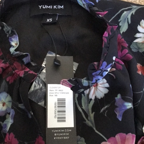 YUMK KIM Berkeley Sunshine Clover Black Floral Blouse Size XS - Picture 8 of 11